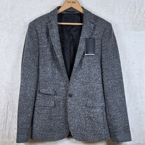 Asos Men's Tweed Herringbone Wool Blend Slim Blazer Sport Coat 40R